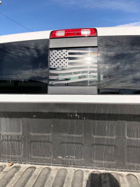 Dodge Ram Back Middle Window Distressed American Flag Decal 2009 2018