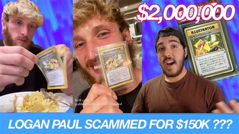 Internet celebrity logan paul is no stranger to the world of pokémon. LOGAN PAUL Bought a FAKE Pikachu Illustrator Pokémon Card for $150,000 - YouTube