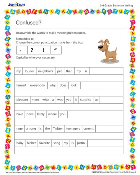 confused simple sentence writing worksheet  kids jumpstart