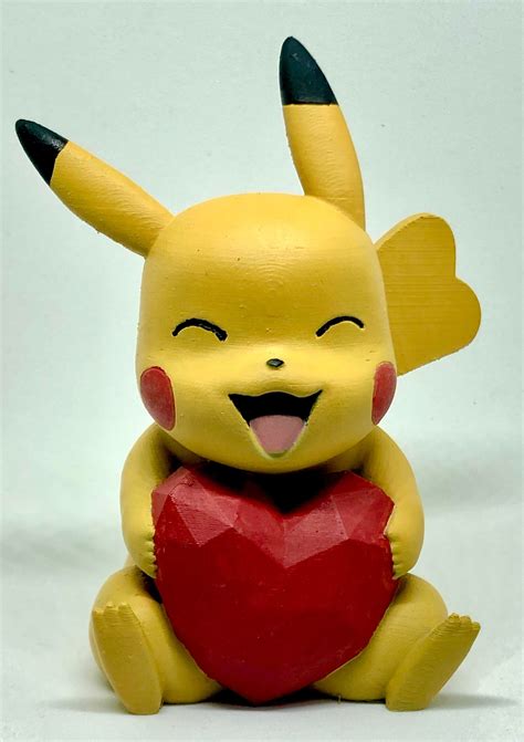 Valentines Pikachu Heart Model Figure Pokemon 3d Printed 4 Etsy