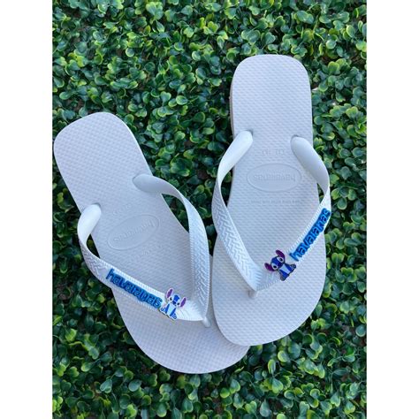 Chinelo Havaianas Top Branco Original Par De Placa Azul E Par De