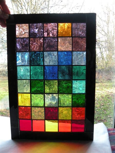 Colorful Stained Glass Panel With Rainbow Of Colors Black