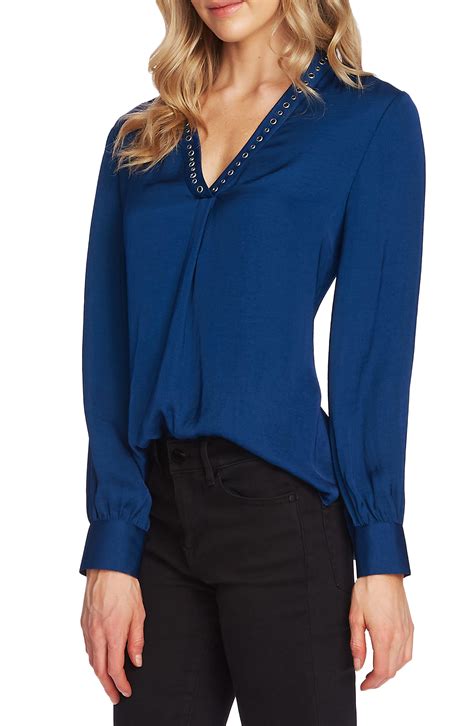 Vince Camuto Studded Rumple Blouse In Blue Save 17 Lyst