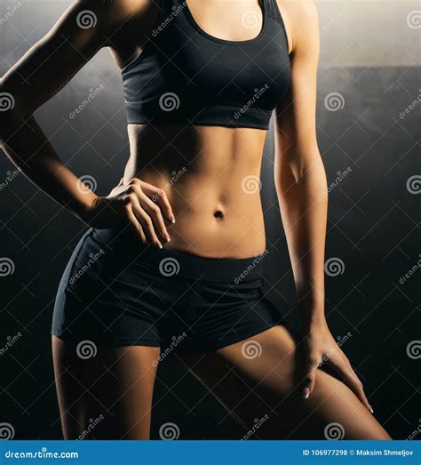 Fit Body Of Beautiful Healthy And Sporty Girl Slim Woman Posing In