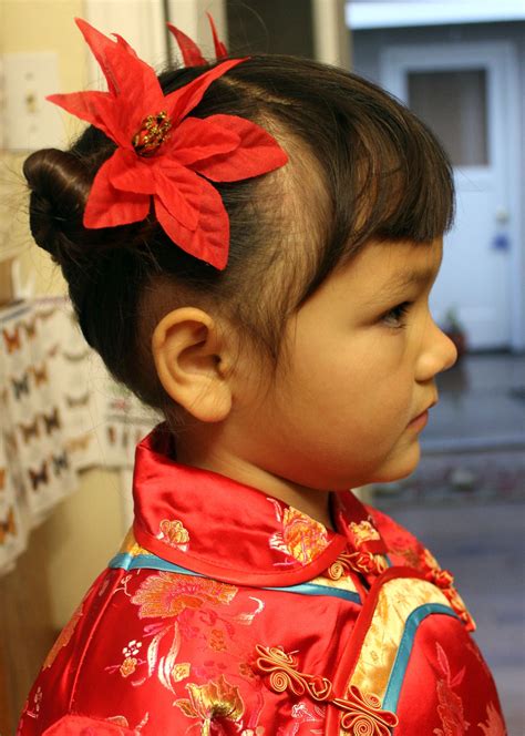 Traditional Chinese Child Hairstyle Side Bun Hairstyles Straight