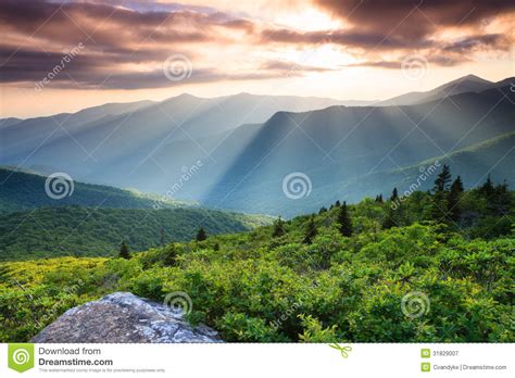 Nc Blue Ridge Mountains Light Rays North Carolina Stock Image Image