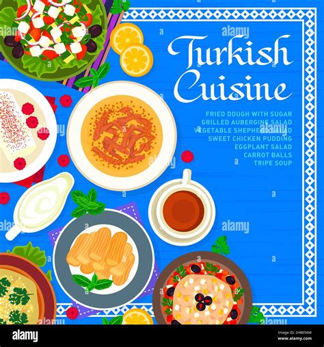 Turkish Cuisine Menu Cover Template With Food Dishes And Meals Of