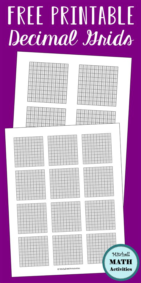 Free Printable Decimal Grid Models For Thousandths And Tips For
