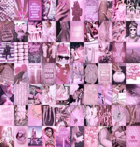 70 Pcs Boujee Pink Aesthetic Photo Collage Kit Baddie Room Etsy