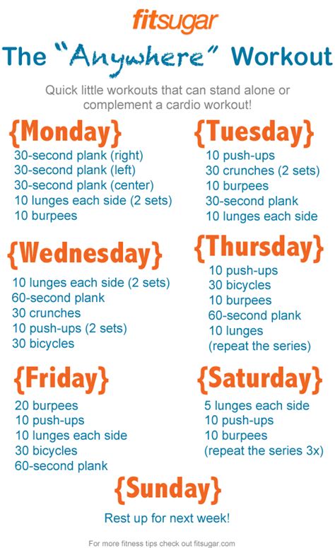 Workout Poster For The Week Popsugar Fitness