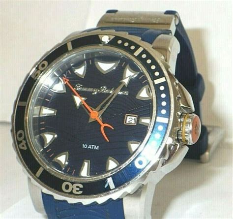 Tommy Bahama Mens Watch Blue Dial Rubber Band Diver 45mm Tb00101 01