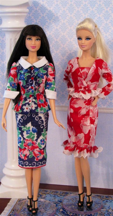 Barbies All Suited Up In Outfits Made From Vintage Hankies Barbie