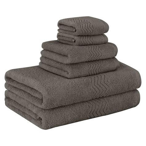 Soft Absorbent Cotton Plush Bath Hand Towel Set Collection Coffee 6