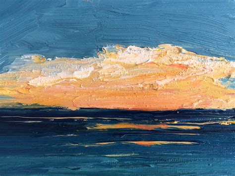 Sea Sunrise Original Oil Painting On Canvas Panel X Seascape
