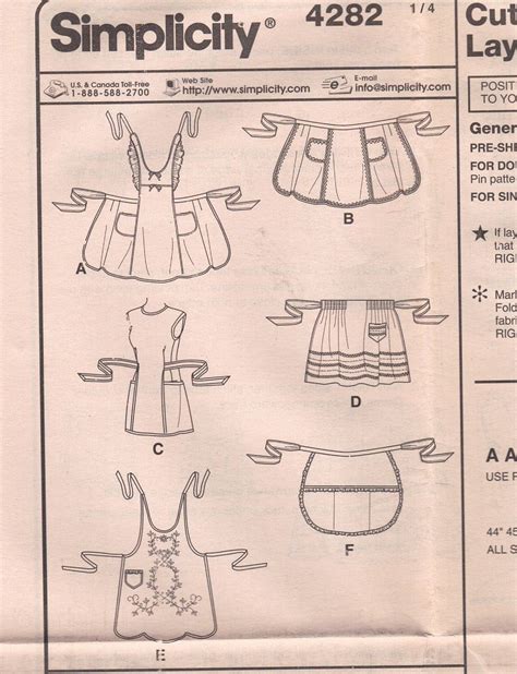 Simplicity Pattern 4282 Six Views Of Aprons For Misses By Designer Teri