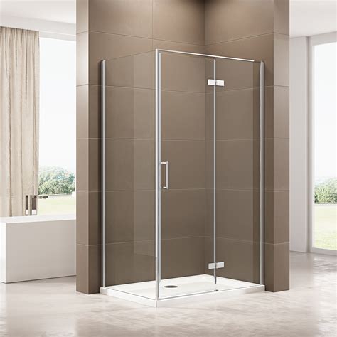 Paroi De Douche Fixe Et Porte Pivotante En Verre Nano Transparent