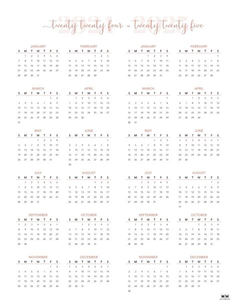 2024 2025 Two Year Calendars 10 Free Printables Printabulls