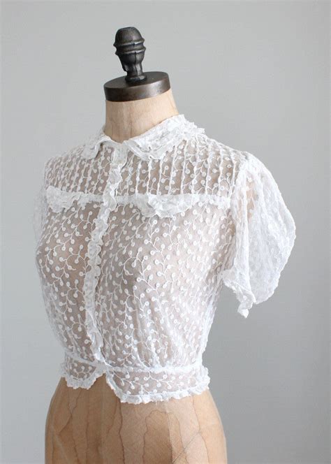 Vintage 1930s White Lace Sweetheart Blouse Raleigh Vintage