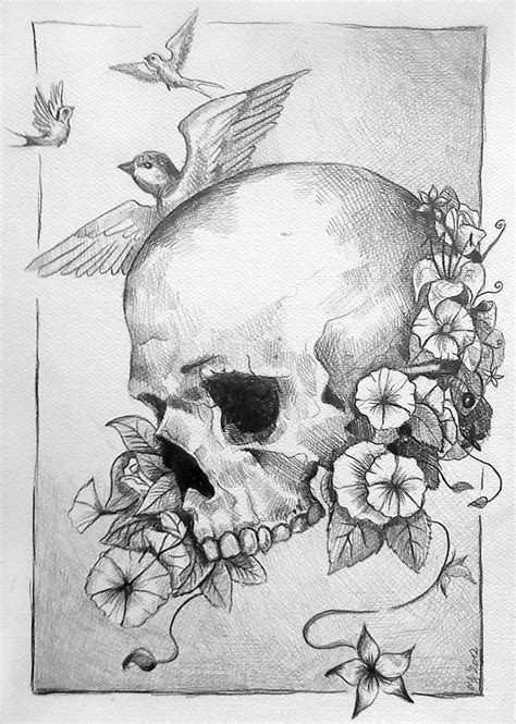 Flower On Deviantart Skull Drawing