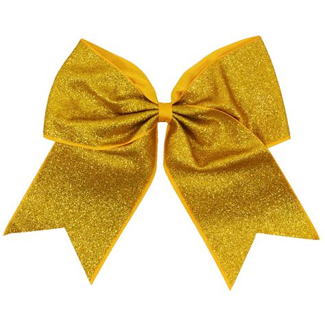 Athletic Gold Glitter Cheer Bow For Girls 7 Large Hair Bows With Pony