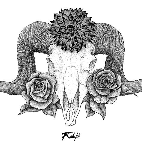 Animal skull drawing animal skulls animal drawings art drawings drawing art ram skull skull art sheep skull skull reference. Close up of my "Ram skull flowered" #dotwork #dotworkers # ...