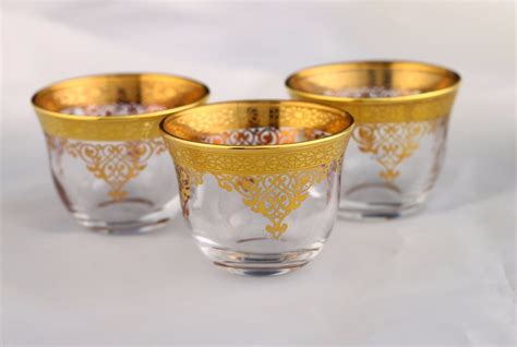 Gold Plated Glass Arabic Coffee Mirra Cups For Six Person Fairturk Com