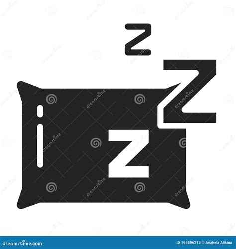 Sleep Black Glyph Icon Pillow With Letters Z Home Leisure Isolated