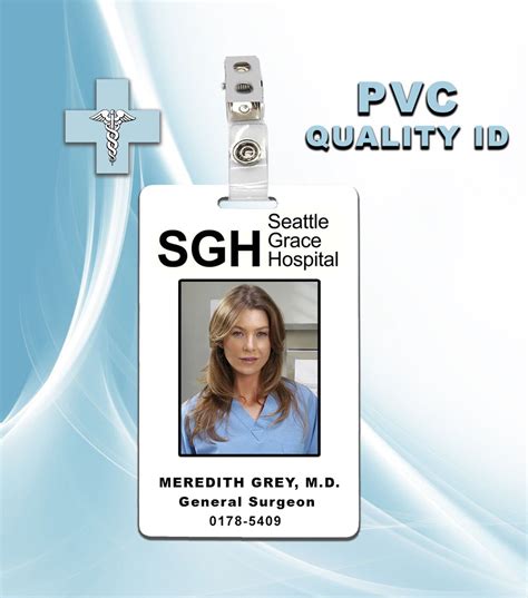 Grey S Anatomy Meredith Grey Sloan Memorial Hospital Id Badge Pvc