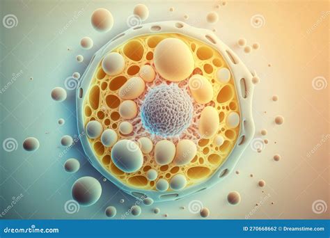 Pastel 3d Illustration Render Of Human Cell On Bright Background Stock