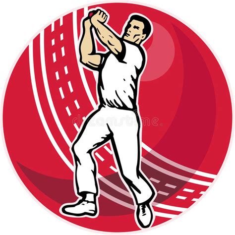 Cricket Player Bowler Bowling Ball Stock Illustration