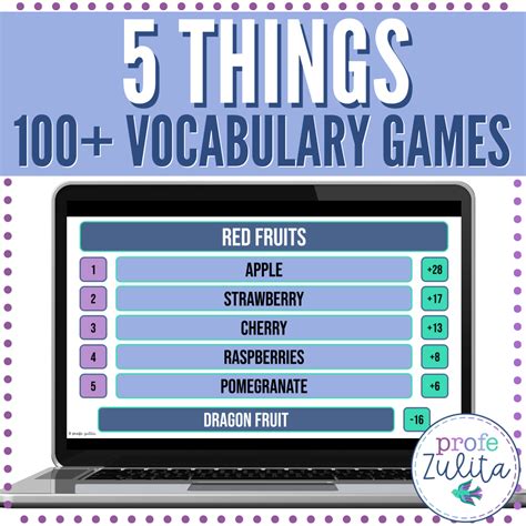 5 Things Game 100 Vocabulary Theme Prompts For Ell Esl Newcomers