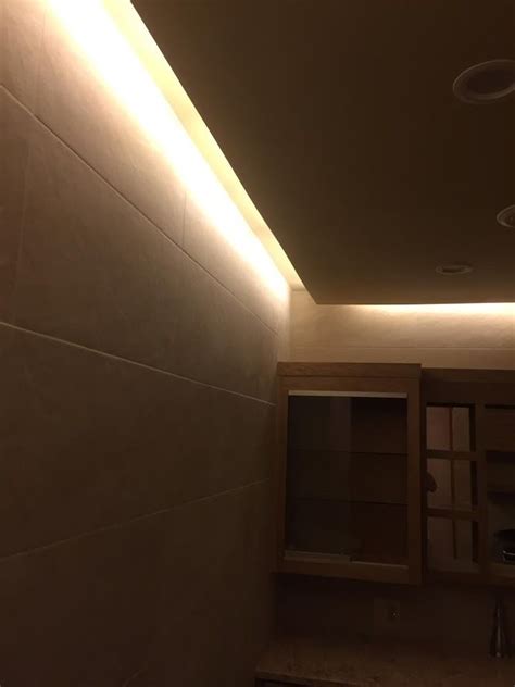 Halo led recessed retrofit trim module. Bathroom remodel: drop down drywall ceiling, with 110V LED ...