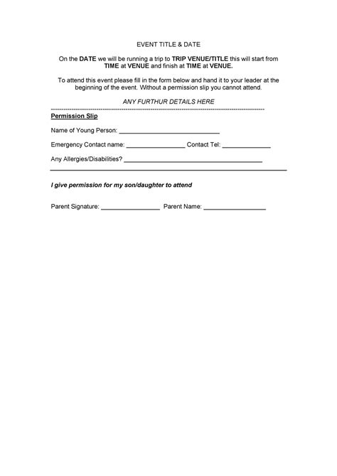 35 Permission Slip Templates And Field Trip Forms