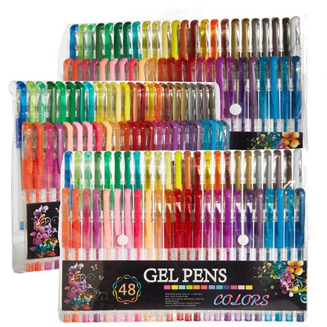 Buy 144 Pack Premium Glitter Gel Pen Coloring Set Including 48 Unique