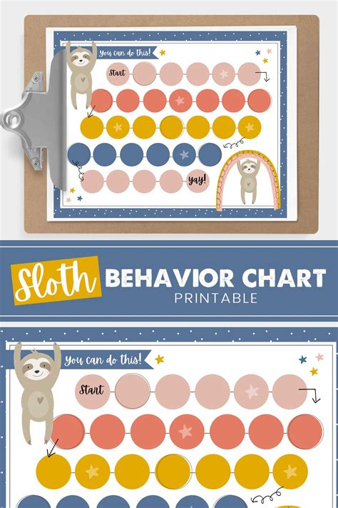 Reward Chart Printable Kids Chore Chart Sloth Digital Etsy Behavior