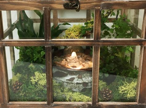 Wooden Terrarium With Tranquility Fountain And Plants Farm Etsy