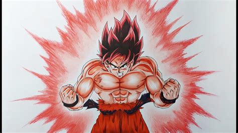 Como Dibujar A Goku Ssj Dios Kaioken How To Draw Goku Ssj God Kaioken