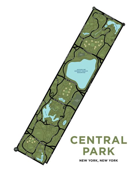 Printable Central Park New York Map Minimalistisches Interieur