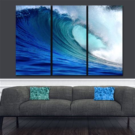 Huge Ocean Wave On Canvas Large Wall Art Ocean Canvas Blue Etsy