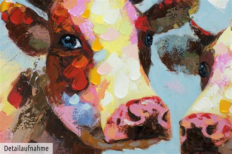 Kaufen sie hier fotoposter, prints, fotoprints, kunstdrucke und andere poster für ihre bilderwand. Acryl Gemälde 'KUH BUNT BLAU TIER' | HANDGEMALT | Leinwand ...