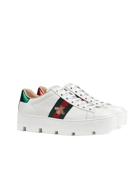 Gucci Ace Embroidered Platform Sneaker Farfetch Gucci Shoes Women