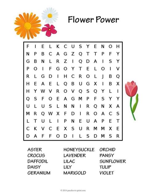 Spring Flowers Crossword Worksheets | 99Worksheets