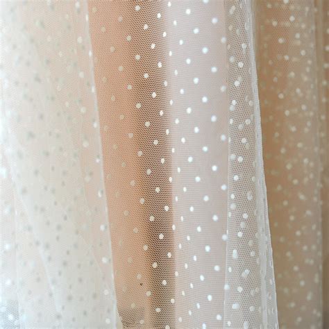 Nude Tulle Lace Fabric With Flocking Polka Dots Etsy