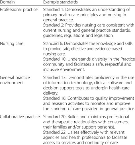 Examples Of The 22 National Practice Standards For Nurses In General
