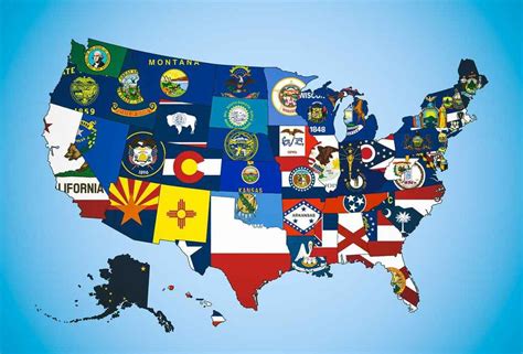A Map Of The State Flags Of The United States Of America 100x678
