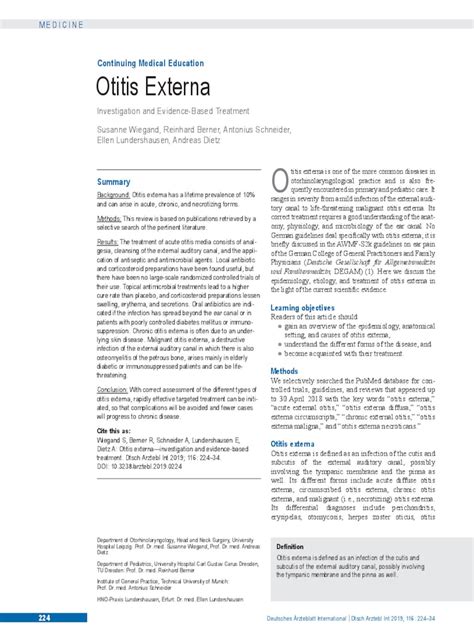 Otitis Externa Investigation And Evidence Based Treatment 29032019