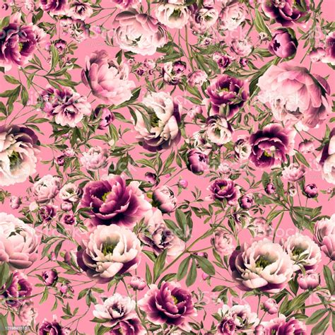 Pink Floral Pattern Seamless Design Stock Illustration Download Image