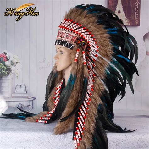 28inch indian feather headdress native american war bonnet hand made indian headdress c in