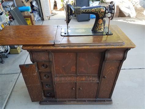 Antique Singer No 66 Sewing Machine W Parlor Cabinet Original