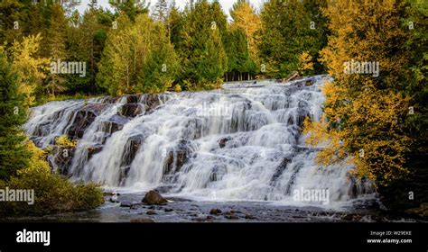 Michigan Fall Colors Panorama Of Beautiful Bond Falls In The Upper